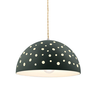 Perforated Dome 1-Light Pendant (254|CER-6257-PWGN-NCKL-BEIG-TWST)
