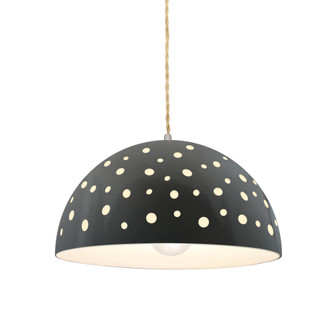 Perforated Dome 1-Light Pendant (254|CER-6257-GRY-NCKL-BEIG-TWST)