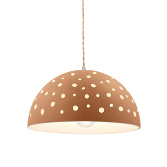 Perforated Dome 1-Light Pendant (254|CER-6257-ADOB-NCKL-BEIG-TWST)