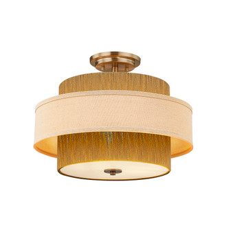 Narberth 18'' 3-Light Layered Fabric and Natural Rope Semi-Flush (254|FAB-9021-CREM-BRSS)