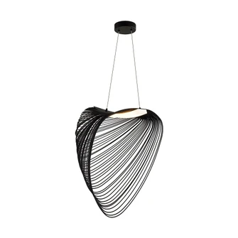 Madera 24'' LED Organic Pebble Layered Wood Pendant (254|ECO-8402-BLK-MBLK)