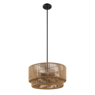 Milos 18'' 4-Light Natural Rope Tier Drum Pendant (254|ECO-8307-MBLK)