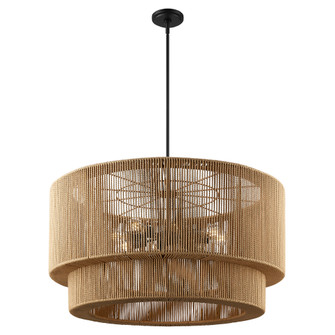 Milos 36'' 8-Light Natural Rope Tier Drum Pendant (254|ECO-8304-MBLK)