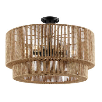 Milos 24'' 6-Light Natural Rope Tier Semi-Flush (254|ECO-8302-MBLK)