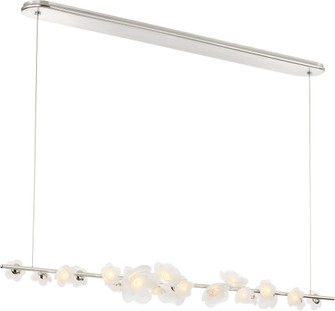 Petaluma 63'' Linear Chandelier in Soft Silver with Etched and Clear Glass Flowers (279|BBL 5308SS-ECG)