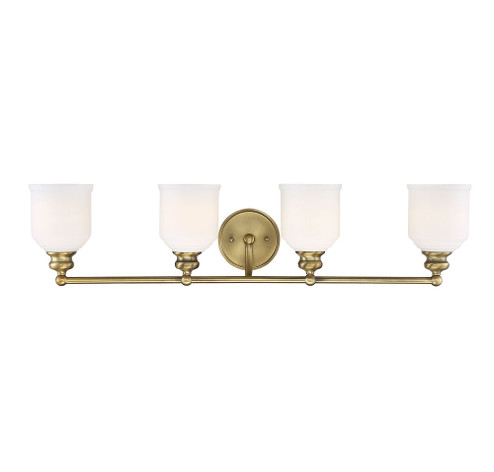 Melrose 4-Light Bathroom Vanity Light in Warm Brass (128|8-6836-4-322)