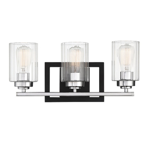 Redmond 3-Light Bathroom Vanity Light in Matte Black with Polished Chrome Accents (128|8-2154-3-67)