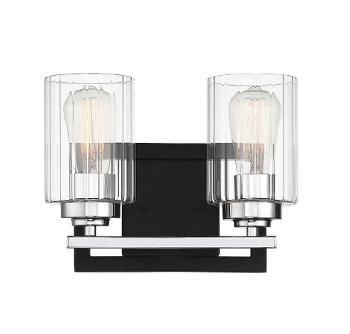 Redmond 2-Light Bathroom Vanity Light in Matte Black with Polished Chrome Accents (128|8-2154-2-67)