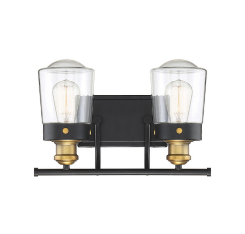 Macauley 2-Light Bathroom Vanity Light in Vintage Black with Warm Brass (128|8-2069-2-51)
