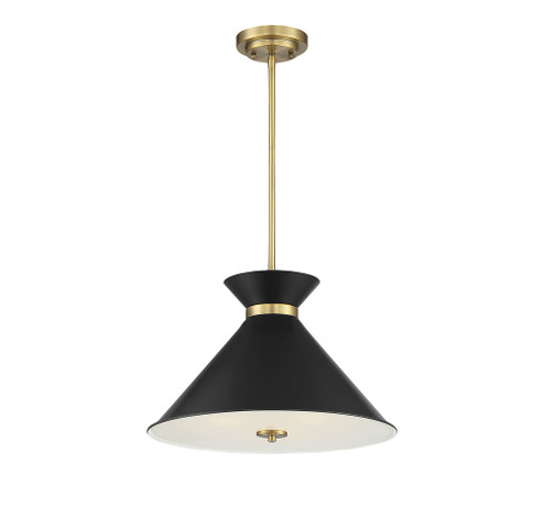 Lamar 3-Light Pendant in Matte Black with Warm Brass Accents (128|7-2416-3-143)