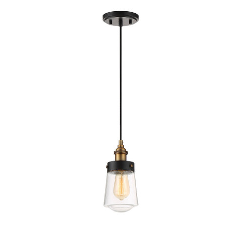 Macauley 1-Light Mini-Pendant in Vintage Black with Warm Brass (128|7-2064-1-51)