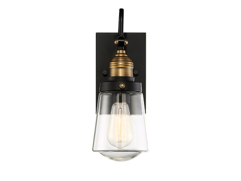 Macauley 1-Light Outdoor Wall Lantern in Vintage Black with Warm Brass (128|5-2067-51)