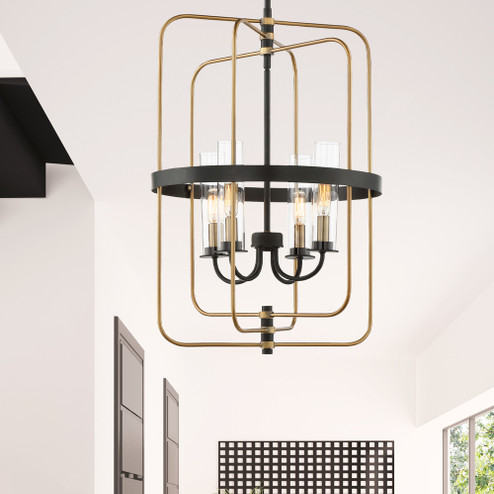 Kearney 4-Light Pendant in Vintage Black with Warm Brass (128|3-8072-4-51)