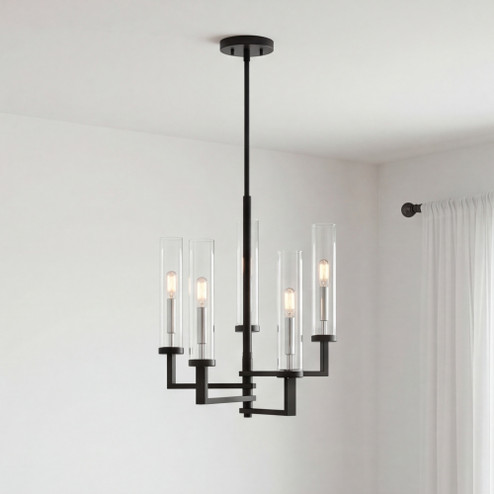 Folsom 5-Light Adjustable Chandelier in Matte Black with Polished Chrome Accents (128|1-2135-5-67)