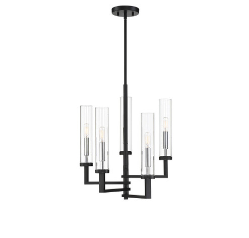 Folsom 5-Light Adjustable Chandelier in Matte Black with Polished Chrome Accents (128|1-2135-5-67)