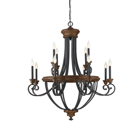 Wickham 12-Light Chandelier in Whiskey Wood (128|1-2052-12-68)
