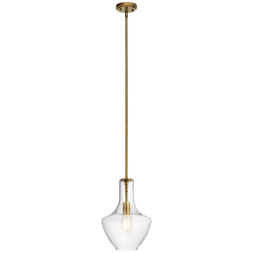 Everly 15.25'' 1 Light Bell Pendant Clear Glass Natural Brass (2|42141NBR)