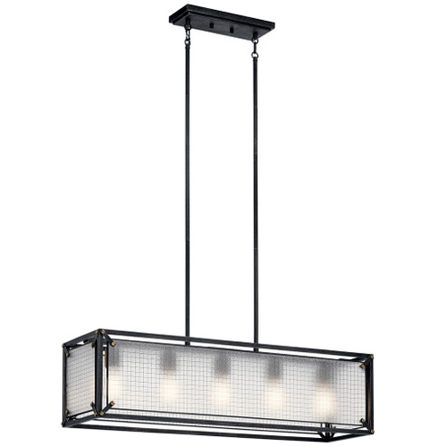 Steel 5 Light Linear Chandelier Distressed Black (2|44333DBK)