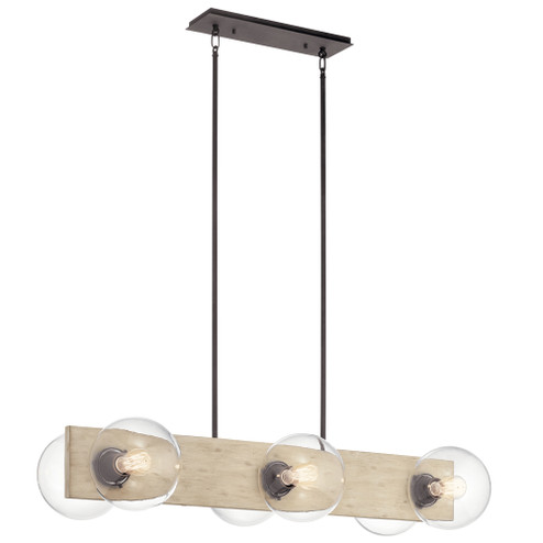 Marquee 6 Light Linear Chandelier White Washed Wood (2|44296WWW)