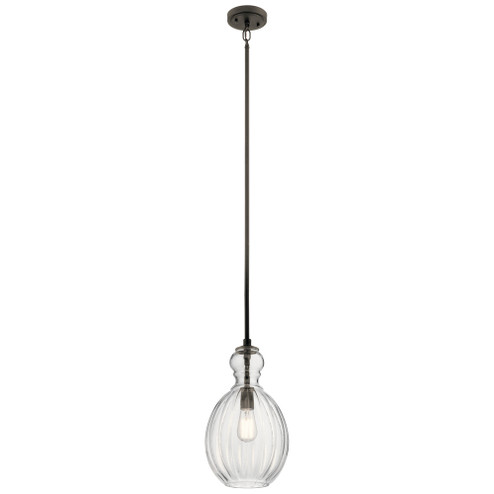 Riviera 16'' 1 Light Pendant with Clear Ribbed Glass in Olde Bronze (2|43953OZ)