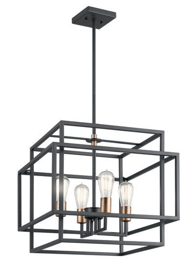Taubert 16.5'' 4 Light Pendant with Black and Natural Brass Accents (2|43984BK)