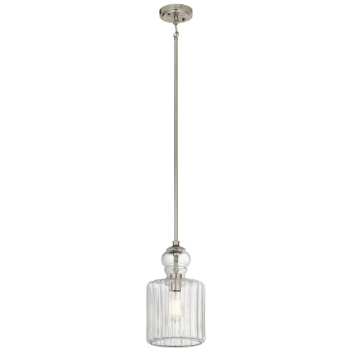 Riviera 13.75'' 1 Light Pendant with Clear Ribbed Glass in Brushed Nickel (2|43954NI)