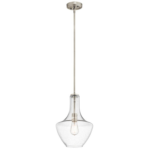 Everly 15.25'' 1 Light Bell Pendant Clear Seeded Glass Brushed Nickel (2|42141NICS)