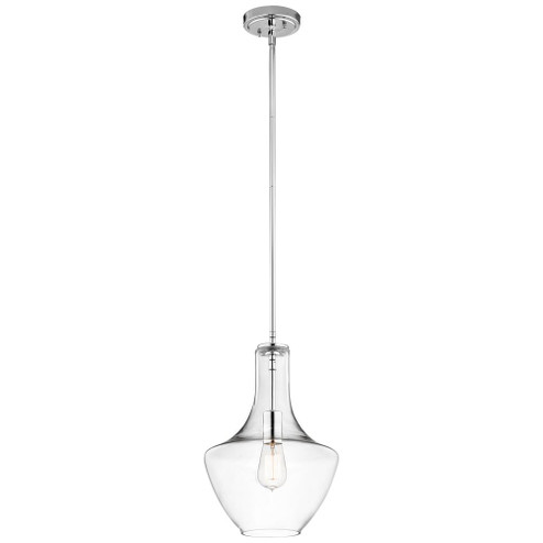 Everly 15.25'' 1 Light Bell Pendant Clear Glass Chrome (2|42141CHCLR)