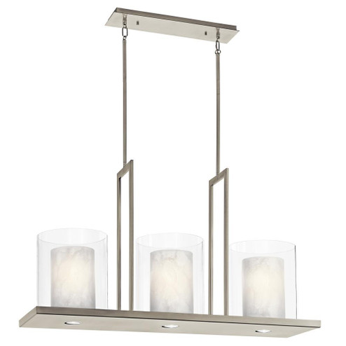 Triad 40'' 6 Light Linear Chandelier with Uplights and Downlights and Clear Glass Outer and White (2|42548CLP)