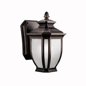 Salisbury 10.25'' 1 Light Outdoor Wall Light with White Linen Glass in Rubbed Bronze (2|9039RZ)