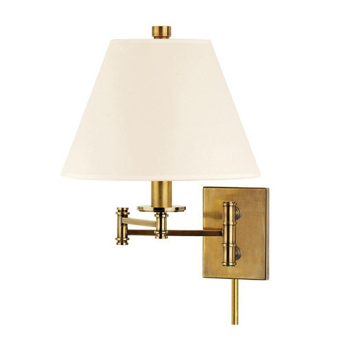 1 LIGHT WALL SCONCE WITH PLUG w/WHITE SHADE (57|7721-AGB-WS)