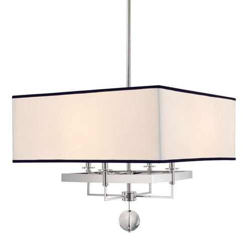 4 LIGHT CHANDELIER WITH BLACK TRIM ON SHADE (57|5646-PN)