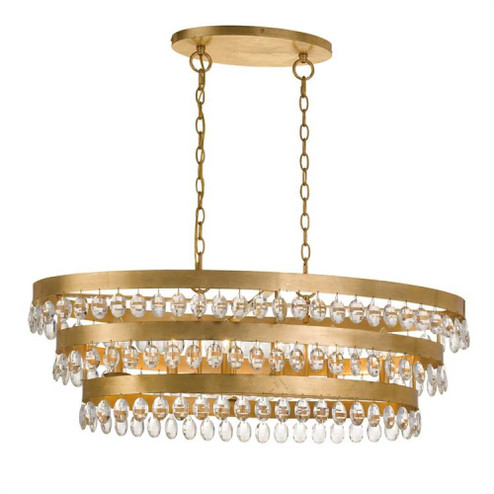 Perla 6 Light Antique Gold Linear Chandelier (205|6107-GA)