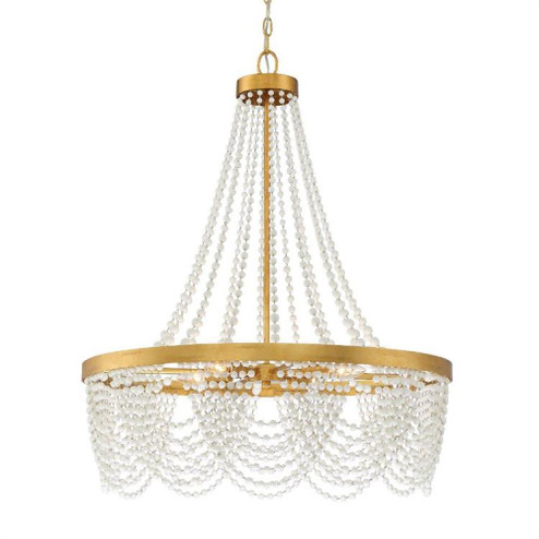 Fiona 4 Light Antique Gold Chandelier with White Beads (205|FIO-A9104-GA-WH)