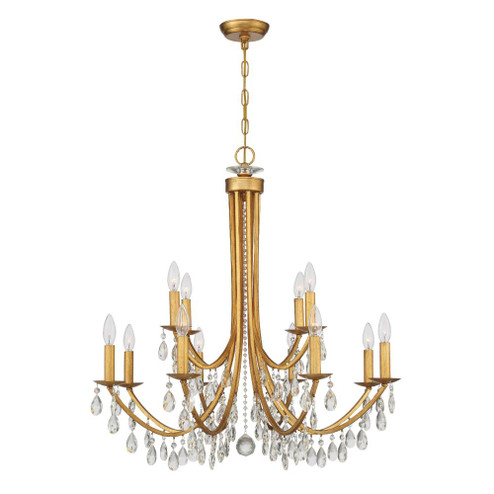 Bridgehampton 12 Light Swarovski Strass Crystal Antique Gold Chandelier (205|8829-GA-CL-S)