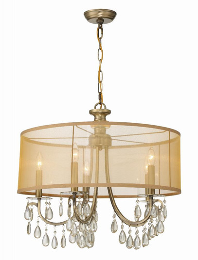 Hampton 5 Light Drum Shade Antique Brass Chandelier (205|5625-AB)