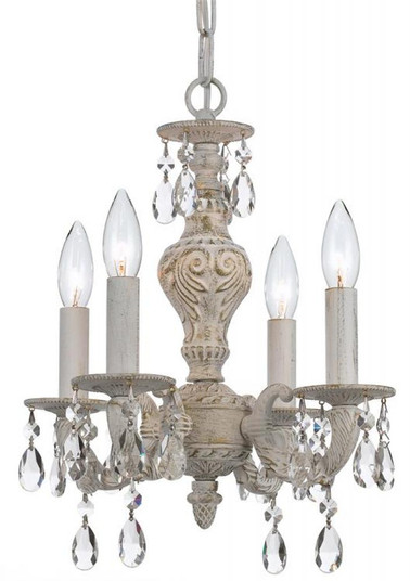 Paris Market 4 Light Swarovski Strass Crystal Antique White Mini Chandelier (205|5024-AW-CL-S)