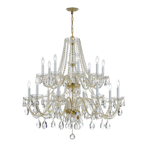 Traditional Crystal 37'' Swarovski Strass Crystal Polished Brass Chandelier (205|1139-PB-CL-S)