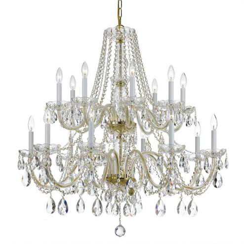 Traditional Crystal 16 Light Hand Cut Crystal Polished Brass Chandelier (205|1139-PB-CL-MWP)
