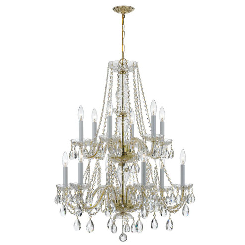 Traditional Crystal 26.5'' Swarovski Spectra Crystal Polished Brass Chandelier (205|1137-PB-CL-SAQ)