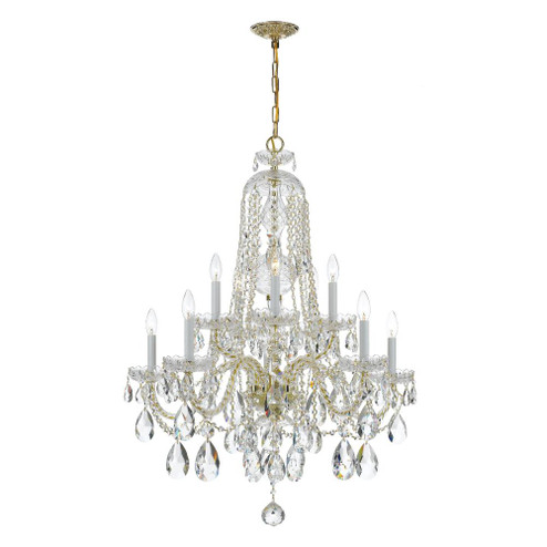 Traditional Crystal 10 Light Hand Cut Crystal Polished Brass Chandelier (205|1110-PB-CL-MWP)