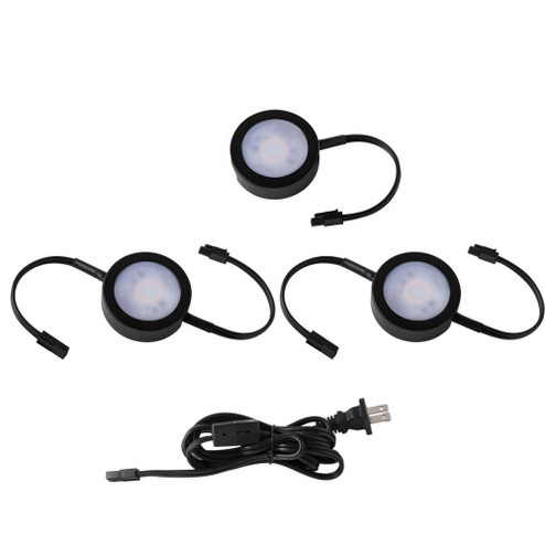 Puck Light Kit- 2 Double Wire Lights, 1 Single Wire Lights, and Cord (1357|HR-AC73-CS-BK)