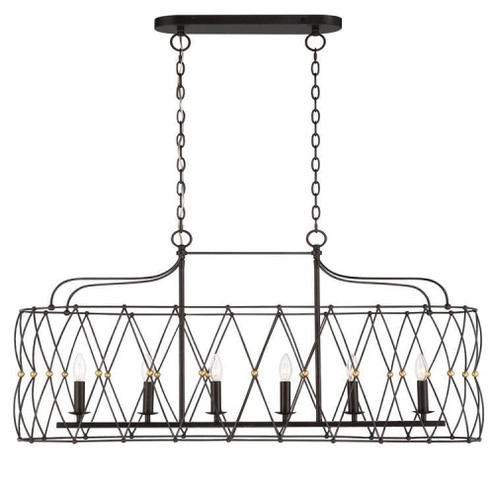 Zucca 6 Light English Bronze + Antique Gold Linear Chandelier (205|ZUC-A9037-EB-GA)