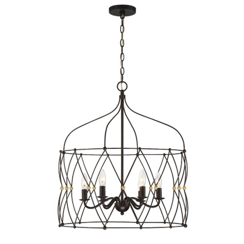 Zucca 6 Light English Bronze + Antique Gold Lantern Chandelier (205|ZUC-A9035-EB-GA)