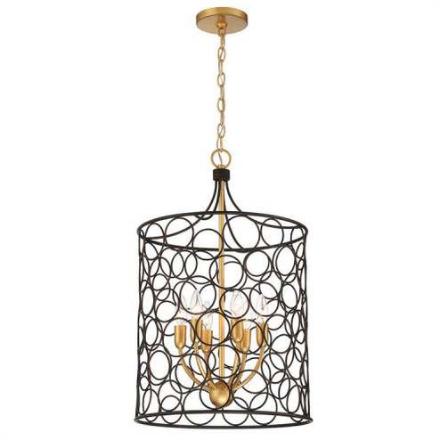 Stemmons 6 Light Bronze + Antique Gold Mini Chandelier (205|STM-B5106-BZ-GA)