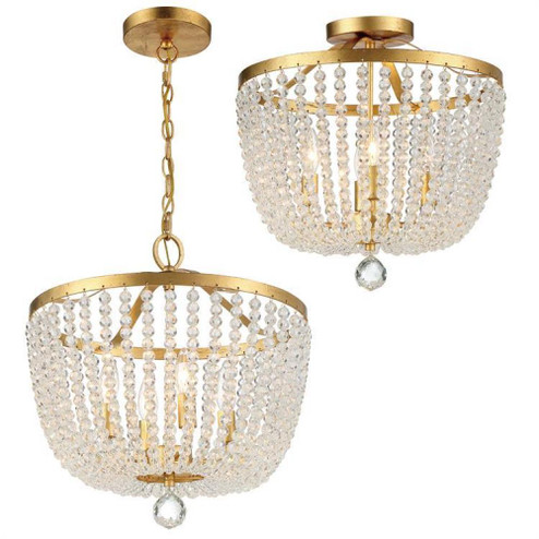 Rylee 4 Light Antique Gold Semi Flush Mount (205|604-GA_CEILING)