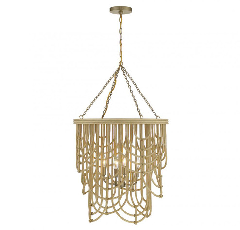 Bremen 4-Light Pendant in Burnished Brass with Rattan (128|7-7910-4-177)
