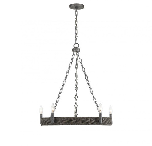 Tripoli 5-Light Chandelier in Mottled Zinc with Gray Rattan (128|1-747-5-179)