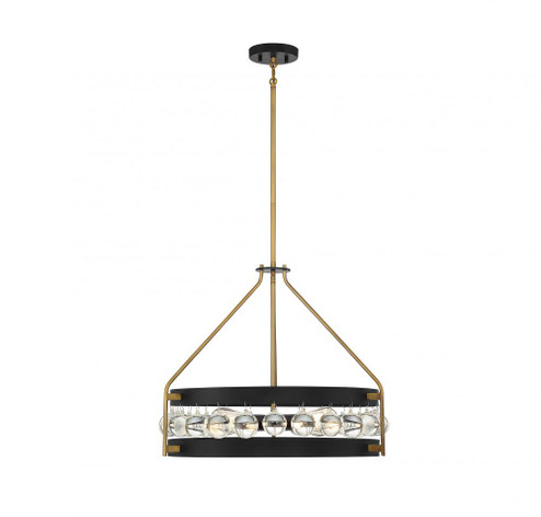 Edina 4-Light Pendant in Matte Black with Warm Brass Accents (128|7-192-4-143)