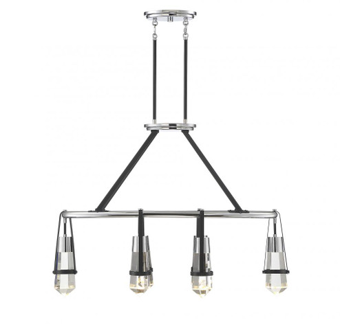 Denali 6-Light LED Linear Chandelier in Matte Black with Polished Chrome Accents (128|1-7708-6-67)